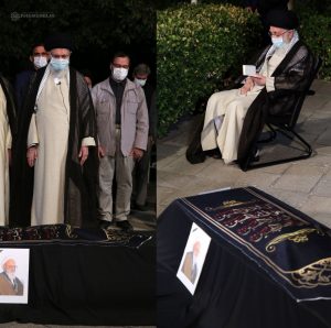 اقامه نماز رهبر انقلاب بر پیکر علامه حسن‌زاده آملی
